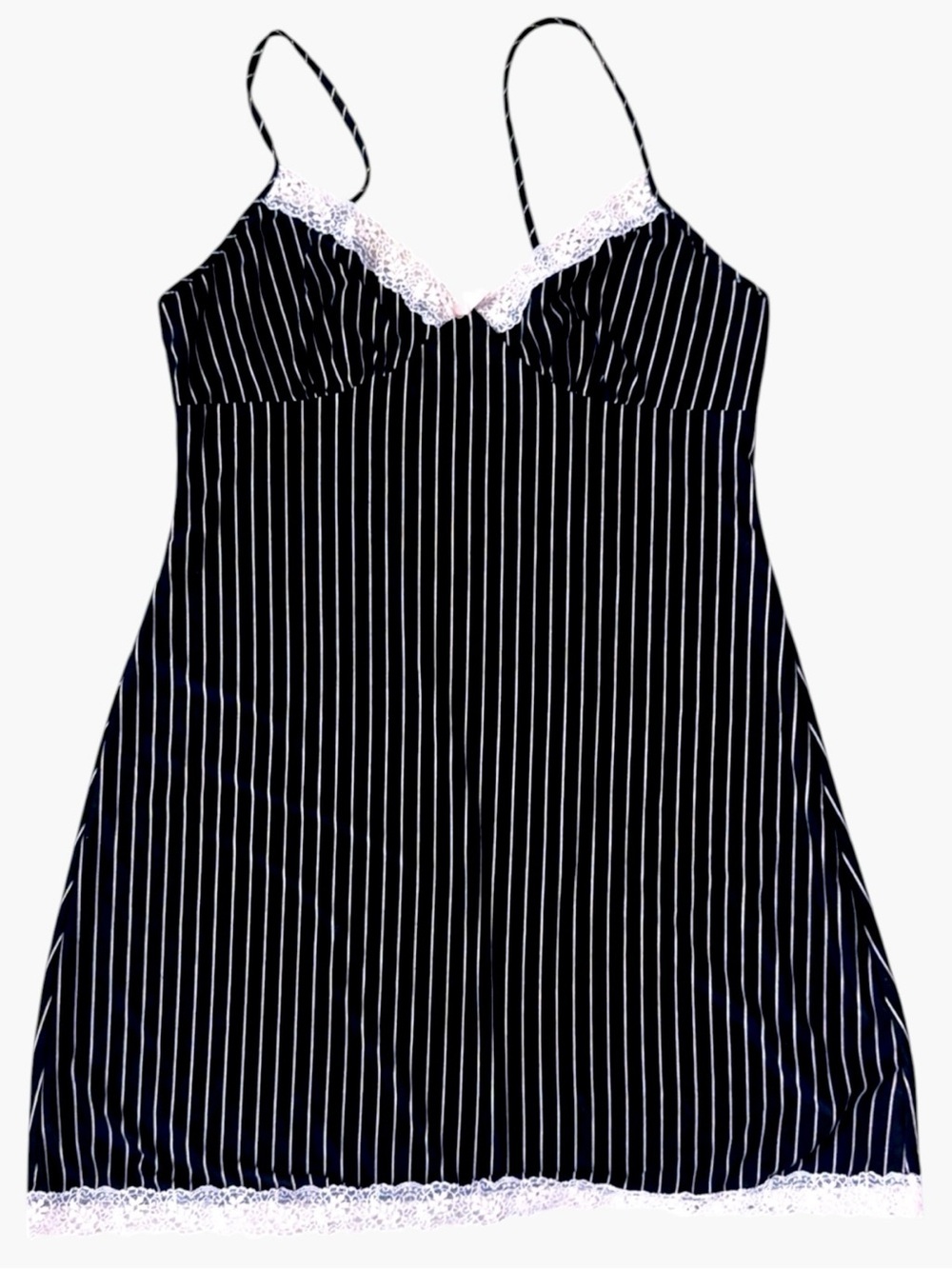 Y2K BABYDOLL SLIP DRESS COQUETTE NIGHTGOWN BLACK & PINK SIZE M